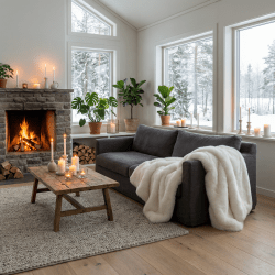 pläd de luxe vit vinterhare