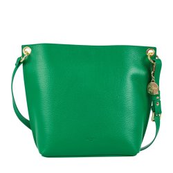 trendig skinnväska i grön vårfärg italiensk skinnväska hinkmodell ulrika design