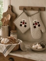 Oven Glove Teddy checkered , 18 x 30 cm