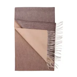 Brun/beige ombréhalsduk i ull, vikt dubbelt