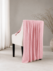 Stickad pläd Fläta, Rosa