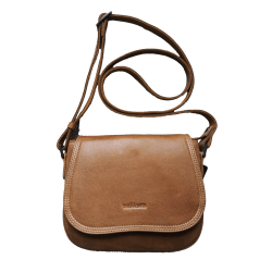 sadelväska buffelskinn valnöt klassisk skinnväska med lock flapbag the monte rustik snygg handväska dam