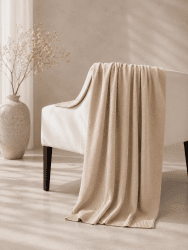 Stickad pläd Jojje, Beige