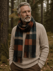 Halsduk Block Check wool, Rost