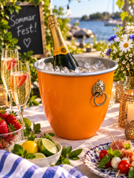 Champagnekylare Orange,Mässingsmaskaroner 