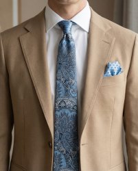 slips paisley ljusblå med näsduk