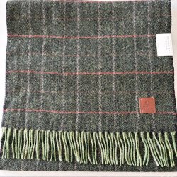 harris tweed grön rutig ull halsduk amanda christensen fiskbensmönstrad tweed scarf herr halsduk