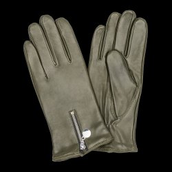 olivfärgade damhandskar i skinn dragkedja snygg damhandske olivgrön lammskinnshandske