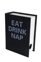 vinbox svart eat drink nap, förvaring för bag in box vinet modern snygg inredningdealj i form av bok