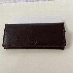 klassisk mörkbrun dam plånbok i kalvskinn rfid skydd