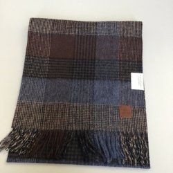 Scarf multi melange checkered 100% wool, Navy