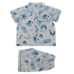deep sea sommar pyjamas havsdjur shorts o skjorta pojk pyjamas sommarpyjamas engelsk design