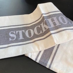 grå vit kökstextil storstad stockholm huvudstad kökshandduk