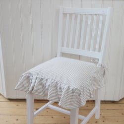 stolsdyna stolsfodral sundborn beige vit randig klassiskt herrgårdstols överdrag