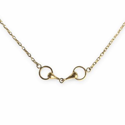 Zoom bild av horsebit stigbygel halsband guldpläterat stål häst stigbygel klassiskt stilrent smycke odelberg