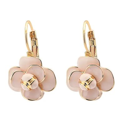 Zoom bild av örhänge3 blomma emalj rosa