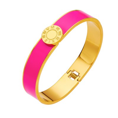 Zoom bild av armband bangle romerska siffror cerise hermes armband stål guldplätering statement armband