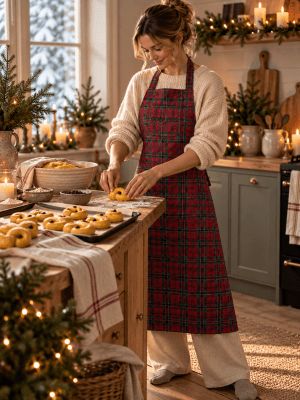 Zoom image of Apron Tartan merry christmas, Unisex 82 x 100 cm