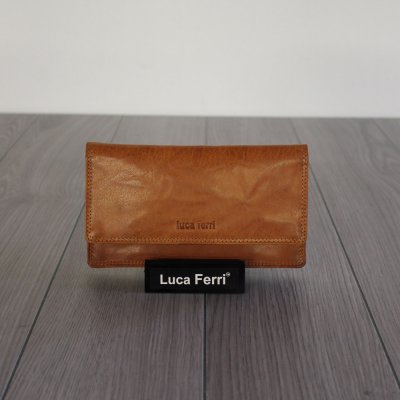 Zoom bild av damplånbok cognac skinn plånbok