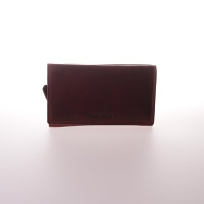 Zoom bild av klassisk dam plånbok i skinn