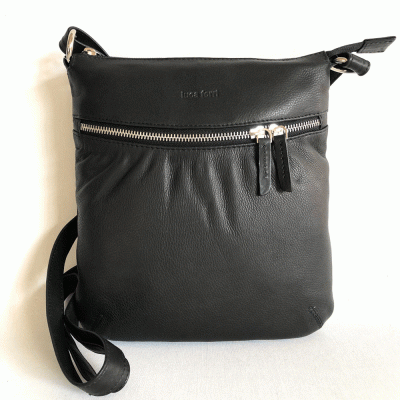 svart handväska skinn mjukt kalvskinn damväska klassisk svart skinnväska tuff modell i mjukt skinn