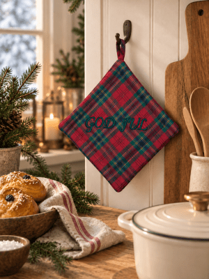 Zoom image of Pothholder Tartan merry christmas , 20 x 20 cm