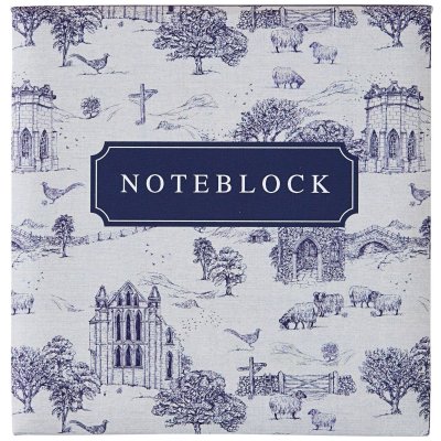 Zoom bild av noteblock med vackert engelskt motiv av engelsk landsbygd