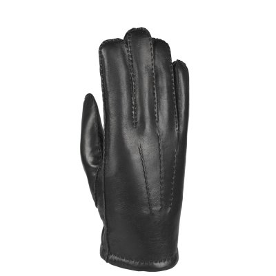 Zoom bild av elegant fårskinnshandske med mjukaste lammnappa herr med lammpäls inuti