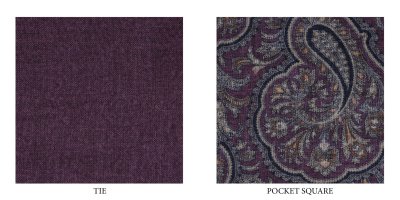 Zoom image of Tie & Pocket Square Paisley wool, purple