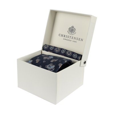 Zoom bild av marinblå slips amanda christensen slipsbox