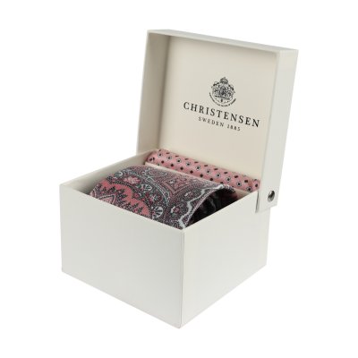 Zoom bild av slips box slips + sidenduk sidenslips paisley rosa melagne amanda