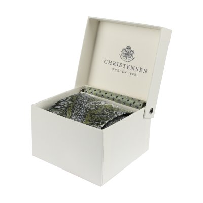 Zoom bild av grön melange slips grön melange slips slipsbox linne