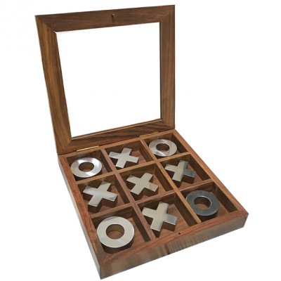 luffarschak i vacker träbox metall spel för vuxna inredningsdetalj