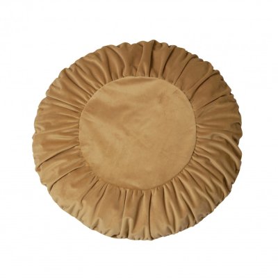 Zoom bild av sammet runt kuddfodral sammet velvet gyllen guld