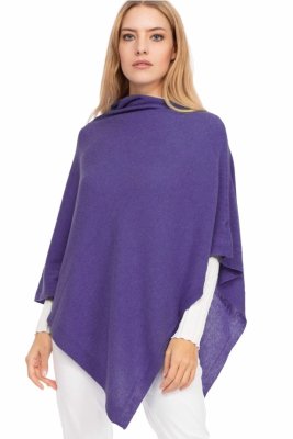 Poncho Bianca Casmere/wool, purple