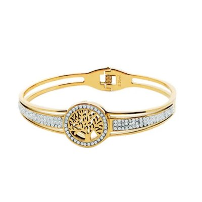 Zoom bild av bangle tree of life livets träd armband strass guld smycke bijouteri från italien