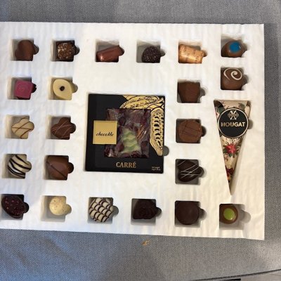 Zoom bild av lyxiga praliner belgisk choklad