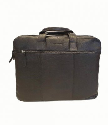 Zoom bild av svart skinnportfölj mjukt svart skinn dokumentportfölj briefcase