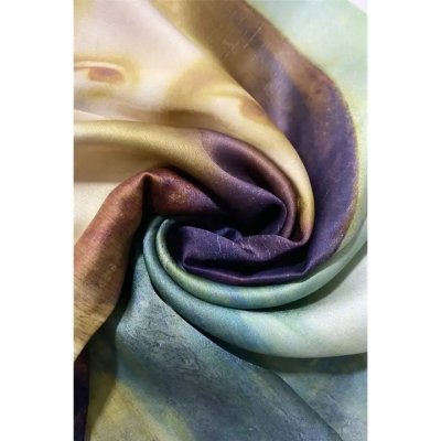 Zoom bild av sidenscarf mona lisa leonardo da vinci dam scarf
