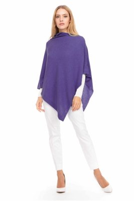 Poncho Bianca Casmere/wool, purple