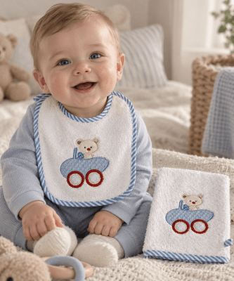Zoom image of Bib Teddy, baby 18 x 22 cm