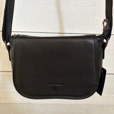 Zoom bild av flap bag the monte svart skinnväska handväska svart buffelskinn dam