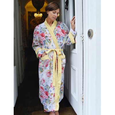 Zoom image of Dressing Gown Floral Lemon, one size