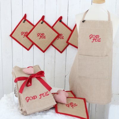 Zoom bild av förkläde barn 3-8 år jul god jul