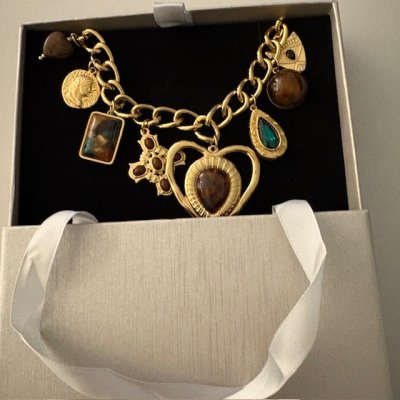 Zoom image of Necklace with heart charms, brown