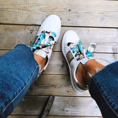 Zoom image of Shoelace Icon Lightblue Scarf, 120 cm