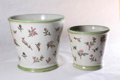 Zoom bild av Kruka Stor & liten smårosor 2st krukor 