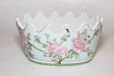 Zoom bild av sköljskål dalia simply scandinavia kruka stor kruka handmålat mönster vacker gustaviansk kruka