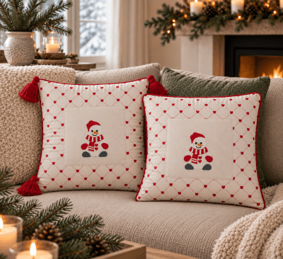 Zoom image of Pillowcase Snowman tassels, 40 x 40 cm