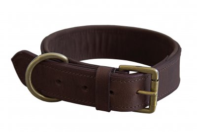 Dog collar brown leather, 45 cm